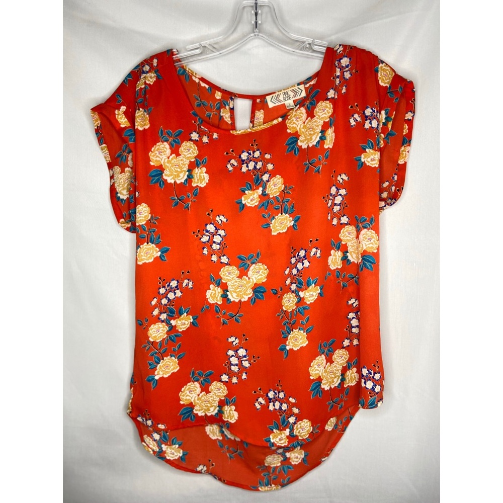 Red Flower Blouse- Pink Rose